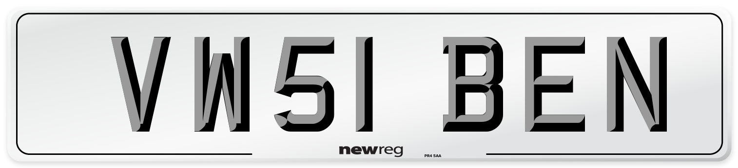 VW51 BEN Number Plate from New Reg